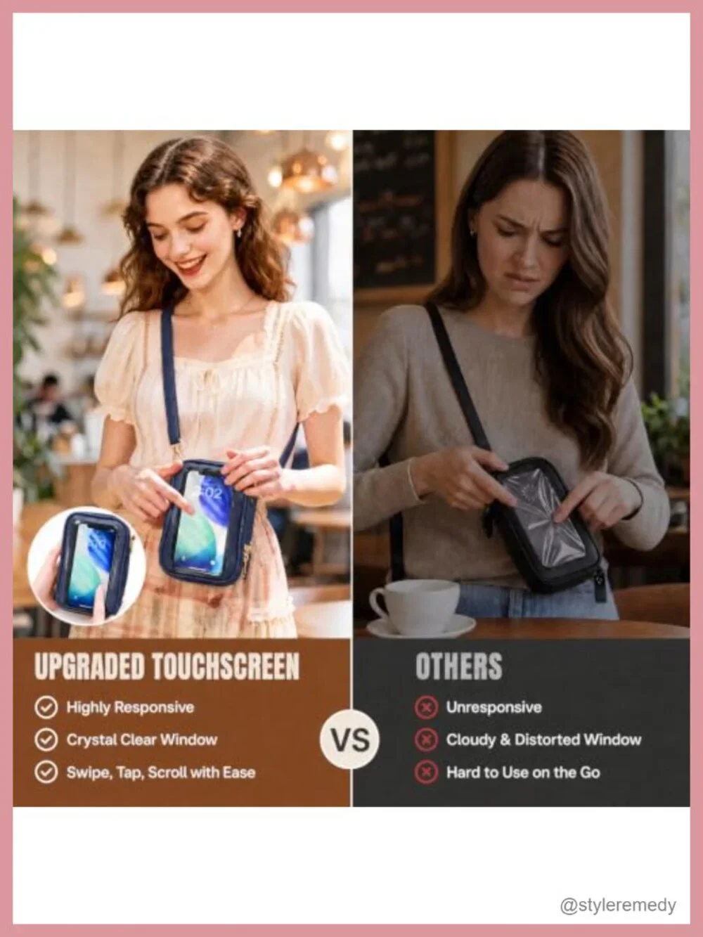 Crossbody Phone Purse Wallet RFID Blocking PU Leather Touchscreen Bag Women